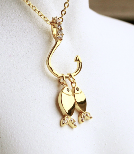 Fisch Kette Familie aus Sterling Silber vergoldete Kette ein wunderschönes Geschenk für Sie als Familien Schmuck